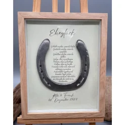 Outlet Personalisiertes Hochzeitsgeschenk mit echtem Hufeisen – Unikates Wandbild als Glücksbringer zur Hochzeit Hochzeitsgeschenke