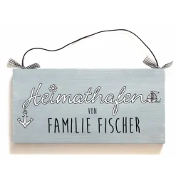 Sale Personalisiertes Hochzeitsgeschenk Türschild Heimathafen aus Holz - maritimes Familienschild handgemalt, individuelles Haustürschild mit Name - einzigartiges Geschenk zur Hochzeit für das Brautpaar - persönlich, exklusiv, besonders Hochzeitsgeschenke