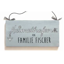 Sale Personalisiertes Hochzeitsgeschenk Türschild Heimathafen aus Holz - maritimes Familienschild handgemalt, individuelles Haustürschild mit Name - einzigartiges Geschenk zur Hochzeit für das Brautpaar - persönlich, exklusiv, besonders Hochzeitsgeschenke