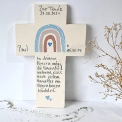 Best Personalisiertes Holzkreuz zur Kommunion & Taufe – Regenbogen Kinderkreuz handgemacht Geschenke