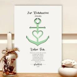 Best Personalisiertes Kommunionsgeschenk – Geldgeschenk im Bilderrahmen mit Anker & Name Geldgeschenke