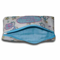 New Personalisiertes Kosmetiktäschchen mit eigenem Wunschtext Fahrrad-Design in blau lila mit Blumen Monogramm Stickerei Kinder Federmäppchen