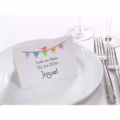 Discount Personalisiertes Namensschild mit bunten Wimpeln für Taufe oder Kommunion für Mädchen Taufschmuck
