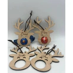 New Personalisiertes Rentier für Schoko Weihnachtskugeln, Baumschmuck, Weihnachten Geschenkeanhänger