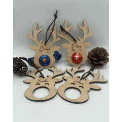 New Personalisiertes Rentier für Schoko Weihnachtskugeln, Baumschmuck, Weihnachten Geschenkeanhänger