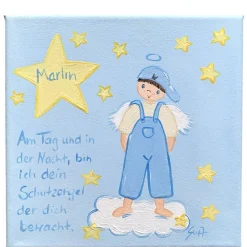 Outlet Personalisiertes Schutzengelbild Junge – Handgemaltes Taufgeschenk zur Geburt & Taufe Geschenke