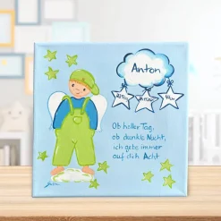 Best Personalisiertes Schutzengelbild Junge – Handgemaltes Taufgeschenk zur Geburt & Taufe Geschenke