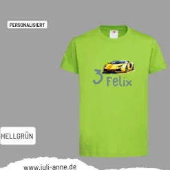 Clearance Personalisiertes Shirt GEBURTSTAG Zahl & Name personalisiert Rennauto Gelb Gold Kinder Dekoration