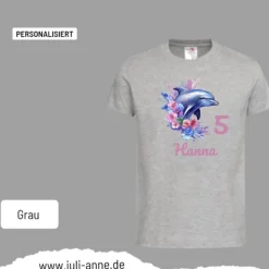 Best Personalisiertes Shirt GEBURTSTAG Zahl & Name personalisiert Aqua Delfin 2 Kinder Dekoration