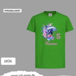 Best Personalisiertes Shirt GEBURTSTAG Zahl & Name personalisiert Aqua Delfin 2 Kinder Dekoration
