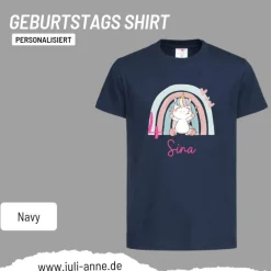 Best Personalisiertes Shirt GEBURTSTAG Zahl & Name personalisiert Regenbogen Dino Einhorn Kinder Dekoration