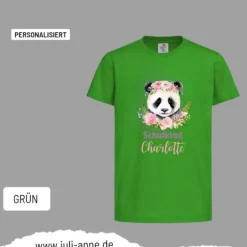 Best Personalisiertes Shirt SCHULKIND Name personalisiert Panda Blumen Kinder Einschulung