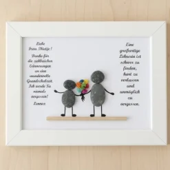 Outlet Personalisiertes Steinbild mit Trockenblumen als Geschenk zum Lehrerabschied – Unikat STB-55 Kinder Danksagungskarten