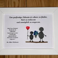 Hot Personalisiertes Steinbild Abschiedsgeschenk mit Trockenblumen – Geschenkidee für Lehrer & Kolleginnen, STB-47 Kinder Danksagungskarten