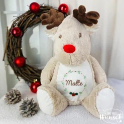 Sale Personalisiertes Stofftier mit Tasche | Rentier Kuscheltier mit Namen | Weihnachtsgeschenk für Kinder | Geschenk zu Weih Weihnachtsgeschenke