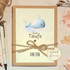Outlet Personalisiertes Taufgeschenk mit Wal Motiv – Geschenkbox zur Taufe mit Name & Geldgeschenk Geldgeschenke