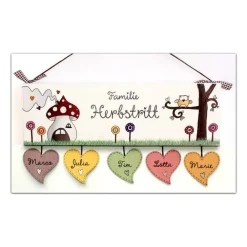 Best Personalisiertes Türschild Familie – Originelles Hochzeitsgeschenk für das Brautpaar, individuelles Haustürschild, buntes Familienschild, dekoratives Holzschild Hochzeitsgeschenke