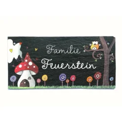 Sale Personalisiertes Türschild Familie aus Schiefer – Handgemachtes Namensschild, wetterfest, einzigartig, dekorativ Gastgeschenke