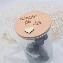 personalisiertes Vorratsglas mit Holzdeckel | Dankeschön Geschenk | Kleinigkeit für dich | Abschiedsgeschenk Hochzeitsdeko