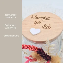 personalisiertes Vorratsglas mit Holzdeckel | Dankeschön Geschenk | Kleinigkeit für dich | Abschiedsgeschenk Hochzeitsdeko