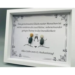 Gastgeschenke|Franzis Creative World Personalisiertes Wandbild zur Silberhochzeit – Einzigartiges Geschenk mit Steinen, handgemacht, Unikat