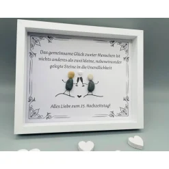 Gastgeschenke|Franzis Creative World Personalisiertes Wandbild zur Silberhochzeit – Einzigartiges Geschenk mit Steinen, handgemacht, Unikat