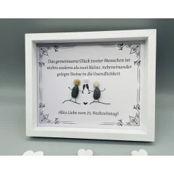Gastgeschenke|Franzis Creative World Personalisiertes Wandbild zur Silberhochzeit – Einzigartiges Geschenk mit Steinen, handgemacht, Unikat