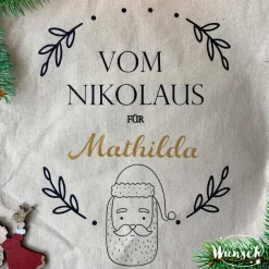 Personalisiertes Weihnachtssäckchen mit Name, Nikolaussack, Geschenktasche, Geschenk zum Nikolaus, Weihnachten, Nikolaus Säckchen & Beutel
