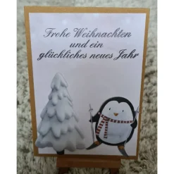 Weihnachtskarten|Teufelinchens_Ideen_Shop Pinguin auf Ski - Frohe Weihnachten -  Weihnachtskarte