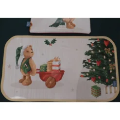 New Platzset Lätzchen Weihnachtsteddy beidseitig nutzbar aus Wachstuch Weihnachtsgeschenke