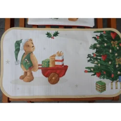 New Platzset Lätzchen Weihnachtsteddy beidseitig nutzbar aus Wachstuch Weihnachtsgeschenke