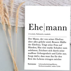 Hochzeitsgeschenke|AV-Designs Poster EHEMANN | Hochzeit | Verlobung | Geschenk | Definition | Duden | Mr & Mrs