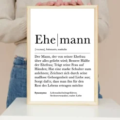 Hochzeitsgeschenke|AV-Designs Poster EHEMANN | Hochzeit | Verlobung | Geschenk | Definition | Duden | Mr & Mrs
