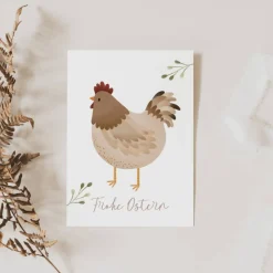 Osterkarten|TildaandTheo Postkarte Huhn Ostern Karte Henne - Osterkarte Hühner schlicht - Geschenkverpackung Frühling Ostern - Geschenk Henne