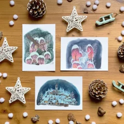 Weihnachtskarten|Witchy Things by Carasusan Postkarten-Set Wintermärchen | Magischer Winterzauber in Aquarell