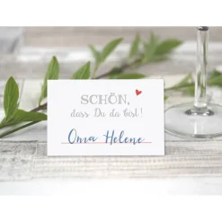 Clearance Premium Tischkarten Schön dass Du da Bist mit Herz in rot - Platzkarten zum selbst Beschriften - Namenskarten Hochzeit, Geburtstag, Konfirmation, Kommunion Hochzeitsdeko