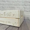 Clearance Präsentkorb, Hochzeit, Safe the Date, Hochzeitsgeschenk mit persönlicher Wunschgravur Hochzeitsdeko