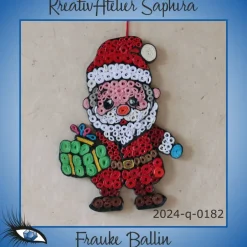 Best ►2024-q-0182◄ kleines Weihnachtsmännlein mit grünem Geschenk Weihnachtsdeko