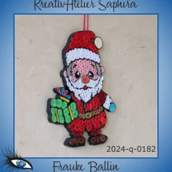 Best ►2024-q-0182◄ kleines Weihnachtsmännlein mit grünem Geschenk Weihnachtsdeko