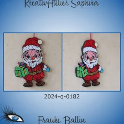 Best ►2024-q-0182◄ kleines Weihnachtsmännlein mit grünem Geschenk Weihnachtsdeko