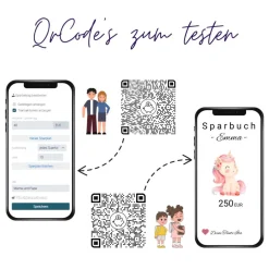 QR-Code Sparbuch Einhorn | Märchenhaftes Geldgeschenk für Mädchen | DIY Last-Minute Download | PNG zum Ausdrucken Geldgeschenke
