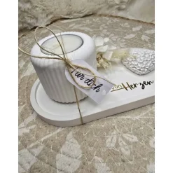 Best Raysin Deko-Set „von Herzen“ – Weiß Matt mit Goldfolie, Herz & Trockenblumen – Handgemachtes Geschenk Geschenke Für Frauen