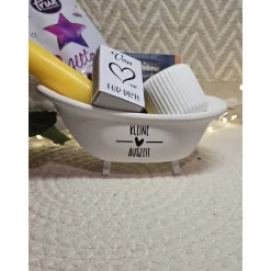 Sale Raysin-Badewanne „Kleine Auszeit“ Geschenkset – Tee, Kerze, Badesalz & Streichhölzer Geschenke