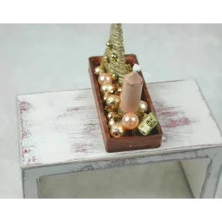 Clearance Rechteckige goldene  Platte mit beiger Kerze in weihnachtlicher  Dekoration Kerzen & Beleuchtung