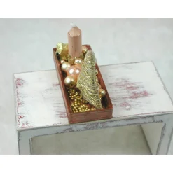 Clearance Rechteckige goldene  Platte mit beiger Kerze in weihnachtlicher  Dekoration Kerzen & Beleuchtung