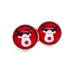 Discount Rentier Ohrringe auf rot - Geschenk zu Weihnachten Weihnachtsaccessoires