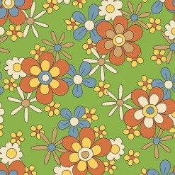 Tischdekoration|Retroliebe Junge Retroblumen * 10 Glasuntersetzer Floral auf Hellblau, Getränkeuntersetzer mit stilisierten Blumen