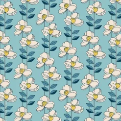 Tischdekoration|Retroliebe Junge Retroblumen * 10 Glasuntersetzer Floral auf Hellblau, Getränkeuntersetzer mit stilisierten Blumen