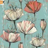 Tischdekoration|Retroliebe Vintage Blumenwelt * 10 Glasuntersetzer mit Phantasie-Mohnblumen, Getränkeuntersetzer aus Naturpapier