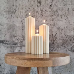 Riesiges Trio aus gerippten Stumpenkerzen I Ästhetisches Dekor aus Sojawachs I Einzigartiges Geschenk I Home Decor Geschenke